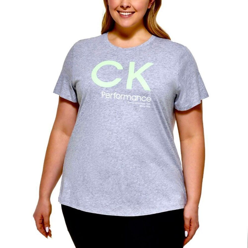 NWT Calvin Klein Performance Sz 2X Grey / Green Logo CK Graphic Gorgeous T-Shirt